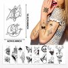 EMOME 150 Styles Art Black Temporary Tattoos For Women Men Adults, 3D Fake Realistic Star Sun Moon Tattoo Stickers Boys Girls, Long Lasting Temporary Tattoos on Finger Neck