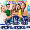 gisgfim 96Pcs 16th Birthday Plates and Napkins Party Supplies Sweet 16 Birthday Party Tableware Set Blue Silver 16th Birthday Decorations Favors for 16 Years Old Boys Girls for 24 Guests