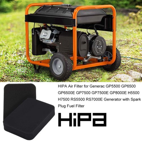 HIPA Air Filter for Generac GP5500 GP6500 GP6500E GP7500 GP8000E H5500 H7500 RS5500 RS7000E Generator for Honda GX240 GX270 GX340 GX390 Engine with Spark Plug Fuel Filter Replace 17211-899-000