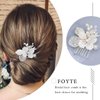 Foyte Pearl Flower Hair Comb Wedding Crystal Hair Comb Silver Hair Accessories for Women and Brides