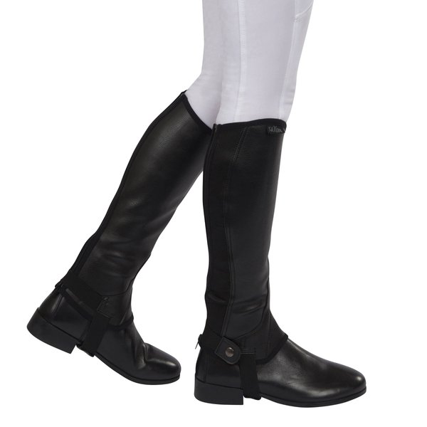 SAXON. Equileather Half Chaps, Black, Adults Medium
