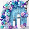 38pcs Mermaid Balloons Purple Glitter Balloons Confetti Balloons Mermaid Starfish Oyster Shell Design Mermaid Party Decorations Mermaid Baby Shower Birthday Party Supplies