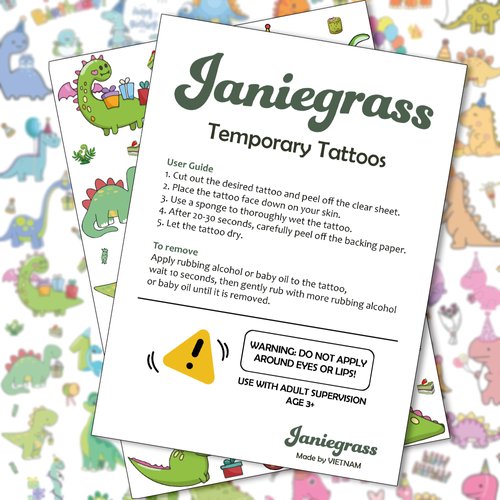 4 Sheets | 75 PCS Dinosaur Birthday Temporary Tattoos for Party Supplies, Temporary Tattoo Stickers for Birthday Parties, Animal Party Favor Activities, Waterproof Temporary Tattoos. (Multi color)