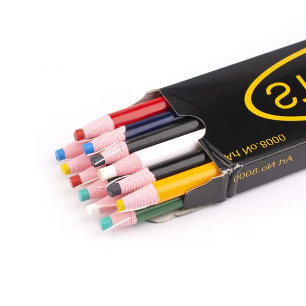 Lohas Select 12 Pieces Sewing Mark Pencil Tailor's Marking and Tracing Tools Free Cutting Crayons Sewing Fabric Pencil，6 Colors (6 Colors)