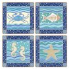 CoasterStone Absorbent Coasters, 4-1/4-Inch, "Coastal Icons", Set of 4