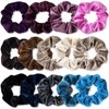 Bememo 28 Pieces Velvet Scrunchies Hair Ties Elastics Scrunchy Bobbles Soft Hair Bands Ponytail Holder Hair Accessories Cute Colors Elastic Hair Bands Party Favors for Teens Women Girls(Dark)