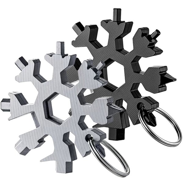Snowflake Multitool 2PCS 18-in-1 Stainless Steel Snowflake Multi Tool Keychain Tool Gadgets for Outdoor Travel Camping Daily Mens Gifts