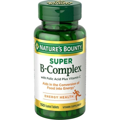 Nature's Bounty Super B Complex with Folic Acid Plus Vitamin C Tablets - 150 ct, Pack of 2