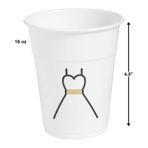 Fun Express BRIDE & GROOM PLASTIC CUPS 50PC - Party Supplies - 50 Pieces