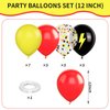 Red Black Yellow Balloons,12inch Poke Cartoon Balloons Lightning Printed Party Balloons Confetti Black Yellow Decoration for Boy Girls Cartoon Themed Party Birthdays Baby Showers Holiday Party