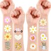 105 PCS Daisy Flower Temporary Tattoos Cute Birthday Party Decorations Favors Supplies Decor Groovy Spring Boho Yellow While Daisy Flower Hippie Stickers For Girls Gift School Prizes Rewards