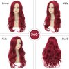 Dai Cloud Red Long Curly Wigs for Women Wave Natural Synthetic Wigs for Halloween Cosplay Use