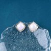 Sttiafay Vintage Crystal Square Earrings Moonstone Square Stud Earrings Gold Rhinestone Opal Stone Earrings Geometry Moonstone Earrings Jewelry for Women and Girls