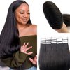 Yaki Tape in Hair Extensions Human Hair, Black Hair Extensions Real Human Hair Yaki Straight Tape ins for Black Women 18Inch 20PCS Seamless Double Sided Invisible Tape in Human Hair Extensions 50G