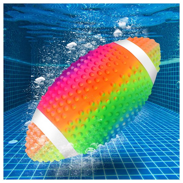 KXCOFTXI Water Football for Pool, 9.5 Inch Summer Pool Football with Rainbow Color for Pool Games, Beach Games, Diving Games, Soft Beach Football with Great Grip for Kids and Adults