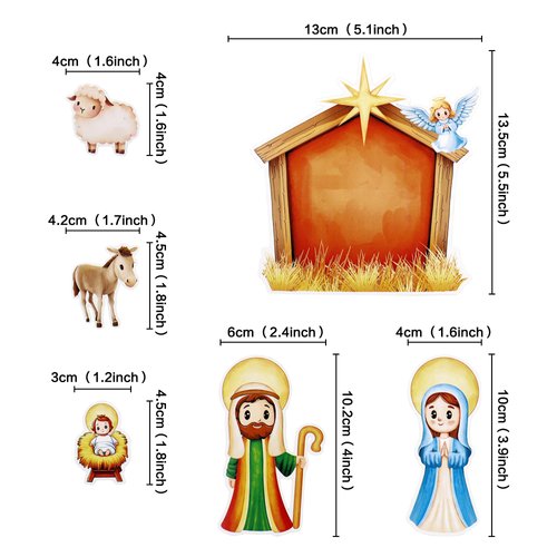 Ercadio 24 Pcs Christmas Nativity Cupcake Toppers Jesus Birthday Merry Christmas Cupcake Picks for Holy Nativity Scene Theme Christmas Jesus Birthday Party Supplies