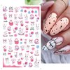 8 Sheets Easter Rabbit Nail Art Stickers Decals,3D Self-Adhesive Nail Art Accessories Cartoons, Rabbits, Animals, Hearts, Flowers,Designs Sticker Lovely Retro Rabbit Manicure DIY Nail Decorations