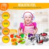 FUNERICA Cutting Play Food Fruits and Vegetables and Accessories Sets for Kids Toy Kitchen (Cookware +Polka-dot Apron +Container)