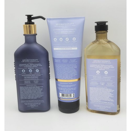 Bath & Body Work Aromatherapy Sleep Lavender-Vanilla Bundle Body Lotion, Body Cream & Shower Gel