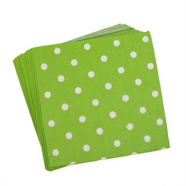 Disposable Green Polka Dot Napkins - 100 Count Birthday Party Paper Napkins 13x13inch