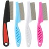 4 Pcs Dandruff Comb, Stainless Steel Fine Wide Tooth Comb, Professional Dandruff Removal Combs, Grooming Tool for Pets Dog Kids and Adults (White, Pink, Blue, Black-Red)