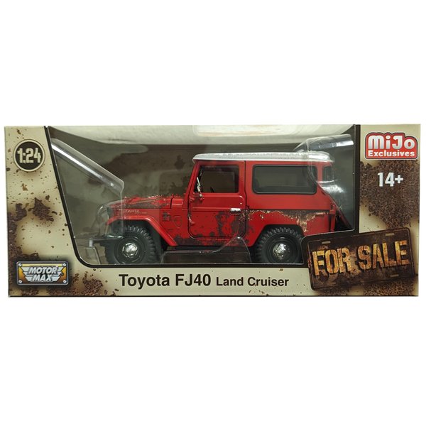 FJ40 Land Cruiser Red with White Top (Rusted Version) for Sale Series 1/24 Diecast Model Car by Motormax 79323RRS
