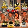 JULMELON Happy New Year Decorations 2025, 8 PCS New Years Honeycomb Centerpieces Table Decorations Black and Gold Table Toppers Decor for New Year Eve Party Supplies Favors