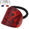 Camila Paris CP2968 French Hair Ponytail Holders Ties, Oval, Handmade, Red, Strong Hold Grip Elastic Band Hair Clips for Women, No Slip Soft Flexible Styling Girls Hair Accessories, Made in France