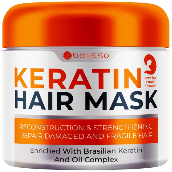 Bellisso Keratin Hair Mask - Sulfate Free, Deep Moisturizing Conditioner for Dry Damaged Hair, 200ml