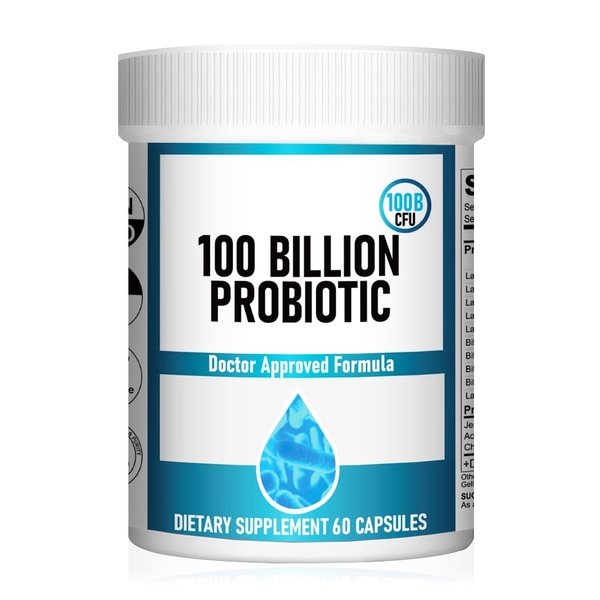 Probiotics 100 Billion CFU -10 Strains + Organic Prebiotics-lmmune,Digestive & Gut Health-Supports Occasional Constipation, Diarrhea, Gas & Bloating -for Women & Men.