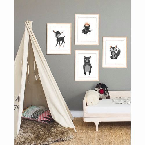 Eco-friendly Nursery Decor - Boho Woodland Collection - Set of 4 Forest Animal Prints