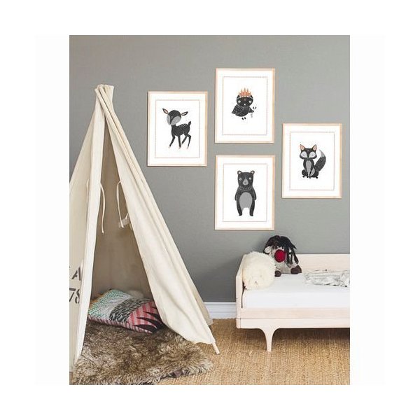 Eco-friendly Nursery Decor - Boho Woodland Collection - Set of 4 Forest Animal Prints
