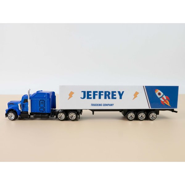 MT WORLD Personalized Toy Truck with Name Custom Semi Truck Toy Tonka Container Car Carrier for Little Boys Birthday