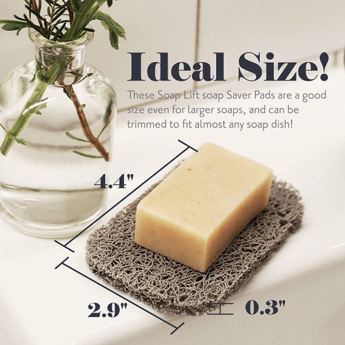 myHomeBody Soap Saver | Soap Lifting Pads for Soap Dish | Multi-Directional Weave, Efficient Draining Soap Bar Holder for Shower | 6 Piece Set – 3 Beige, 3 Gray