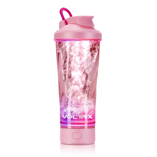 VOLTRX Electric Shaker Bottle - VortexBoost Portable USB C Rechargeable Protein Shake Mixer, Shaker Cups for Protein Shakes and Meal Replacement Shakes, BPA Free, Waterproof, Colored Light Base, 24 oz