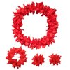 Hawaiian Leis Luau Tropical Headband Flower Crown Wreath Headpiece Wristbands Women Thicker Necklace Bracelets Hair Band For Summer Beach Vacation Pool Party Decorations Favors Supplies Set Red