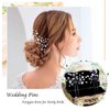 Foryysa Bridal Wedding Hair Pins for Women Silver Vine Headwear Pearl Rhinestone Flower Elegant Handmade Sparkly Bride Design (2 pcs)