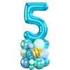 40 Inch Number 5 Balloon Blue Ocean Under the Sea Number Five Foil Balloons Tower with Shark Bubble Fish for Boys 5th Birthday Party Decor Blue Green Underwater Digital Aluminum Mylar Balloons Stack