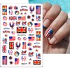 8Pcs 4th of July Nail Stickers Independence Day Nail Art Stickers USA Patriotic Theme Nail Design Supplies 3D American Flag Heart Eagle Butterfly Nail Decals for Memorial Day DIY Manicure Decoration