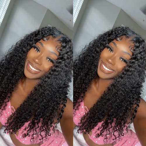 24 Inch Wear & Go Glueless 4x1 T Part Preplucked Lace Front Wigs Human Hair Water Wave Glueless Wigs Pre-cut HD Lace Closure Wet and Wavy Human Hair Wigs for Black Women and beginners 100% Human Hair