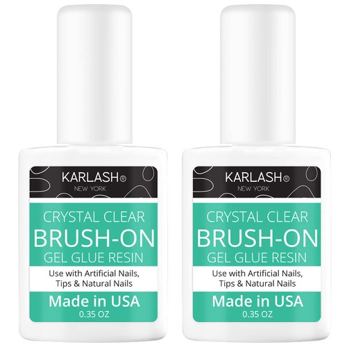 Karlash Super Strong Brush On Nail Glue for Acrylic Nails and Press on Nails Nail Bond Nail Glue Adhesive, Perfect for False Acrylic Nail Art, Glitter, Gems, White Clear Tip (2 Piece)