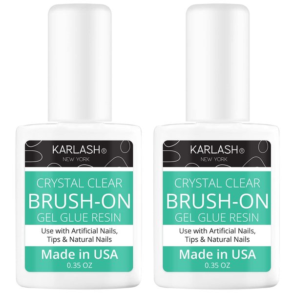 Karlash Super Strong Brush On Nail Glue for Acrylic Nails and Press on Nails Nail Bond Nail Glue Adhesive, Perfect for False Acrylic Nail Art, Glitter, Gems, White Clear Tip (2 Piece)