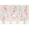12 PCS Rainbow Unicorn Ceiling Streamers - Hanging Decorations for Girls' Unicorn-Themed Birthday Party Supplies
