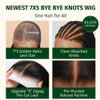 KLAIYI Bye Bye Knots Glueless Wig Yaki Straight 7x5 Pre Cut Lace Front Wigs Human Hair Put On and Go Wigs for Beginners Pre Bleached Pre Plucked No Glue 30S Easy to Wear Kinky Wigs for Women 22Inch