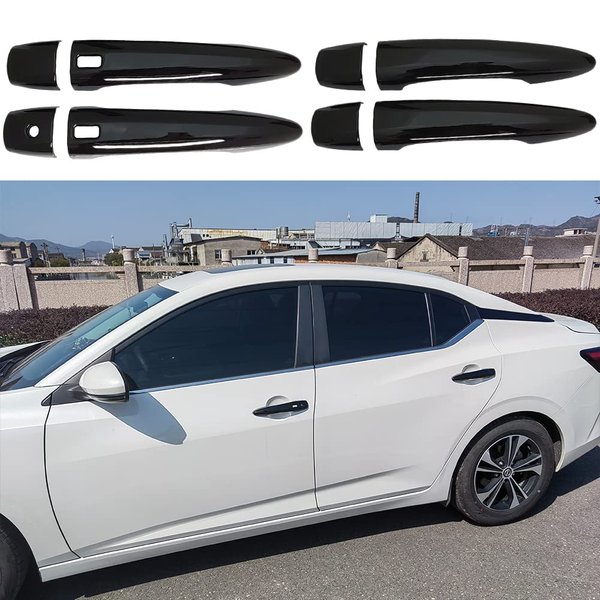 AOKIO Glossy Black Exterior Door Handle Cover Trim for Nissan Altima Accessories 2019 2020 2021 2022 2023 2024 Nissan Sentra Accessories 2020 2021 2022 2023 2024 with Smart Keyhole
