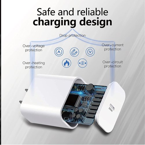 HALIHALL [MFI Certified] i Phone Charger Block USB C Fast Wall Plug with 6ft USB C to Lightning Cable for i Phone/14/13/12/11/pro/pro max/Air pods pro/iPad air 3/min4 (White, 6FT 1PACK)