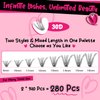 DIY Lash Extension Kit 280pcs Lash Clusters D Curl Eyelash Extension Kit Individual Lashes with Lash Bond and Seal Lash Remover Lash Applicator Easy to Apply at Home(30D-9-16mix Kit)