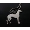 Stainless Steel Greyhound Dog Side Silhouette Pet Dog Tag Breed Collar Charm Pendant Necklace