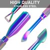 2PCS Metal Chameleon Cuticle Pusher and Cutter Remover Salon Quality Stainless Steel Acetone Gel Nail Polish Peeler Scraper Durable Manicure and Pedicure Cleaner Tool For Fingernail and Toenail