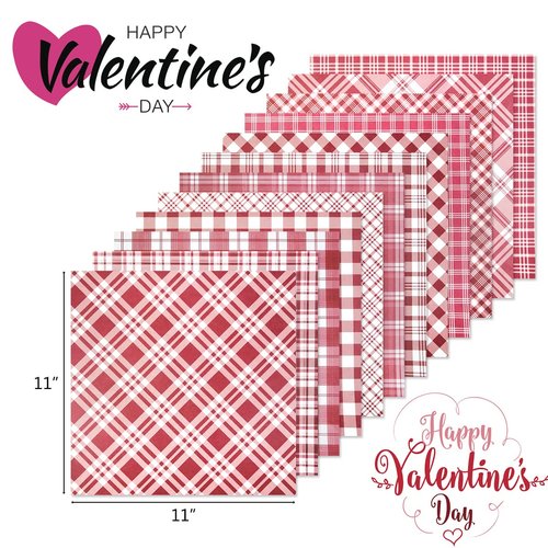 Cieovo 24 Sheet Valentine Red Buffalo Plaid Pattern Paper Pack,Scrapbook Specialty Paper Decorative Craft Paper for Valentine's Day Wedding Anniversary DIY Scrapbook Card Making Decoration